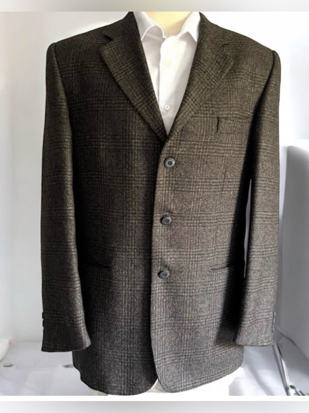 Bachrach 100% Wool Blazer Sz 42 T Black Brown Sport Coat Jacket 3 Button Tall